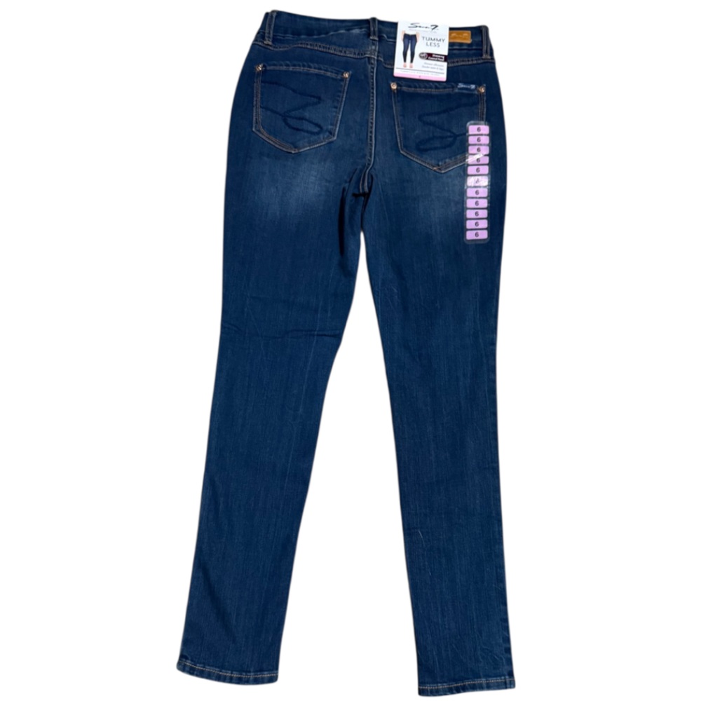 Dark Blue Women's Skinny Jeans with Tummy Control - Picture 5 of 6